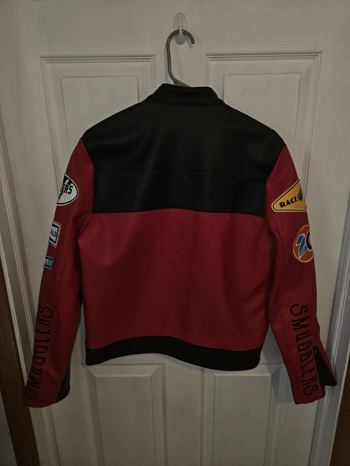 Chaqueta de moto de cuero Smugglers Moon para hombre talla pequeña Foto 2 de 4