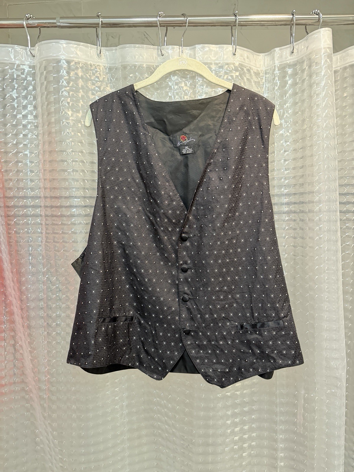 Vintage Kenneth Jay Lane Silk Polka Dot Vest Size XL