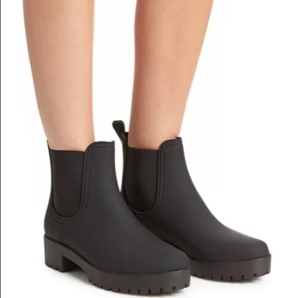 Jeffrey Campbell Cloudy Waterproof Chelsea Rain Boot Black Size 8