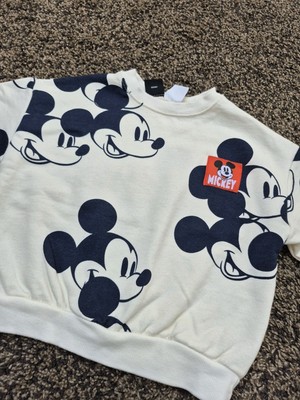 Zara Disney Mickey Mouse Sweatshirt Gr. 116 Pullover weiß/creme schwarz w.neu