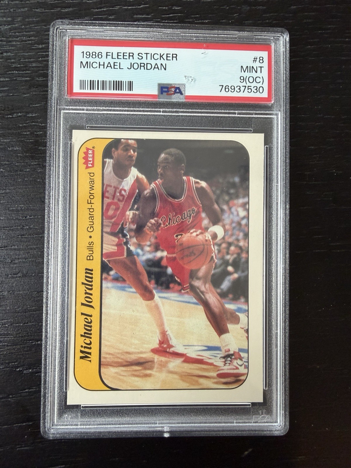 1986-87 Fleer Stickers Michael Jordan #8 (RC) PSA 9