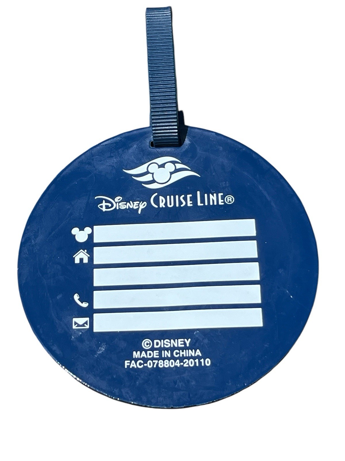 Disney Cruise Line Castaway Club Member Blue Rubber Luggage Tag