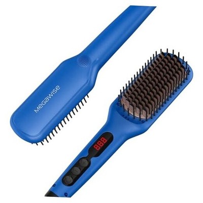 Pro Ceramic Ionic Hair Straightener Brush for Home Salon, Gentian Blue