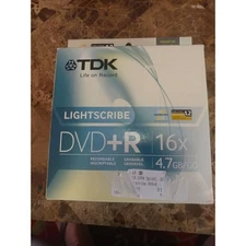 TDK LIGHTSCRIBE DVD+R 16x 4.7GB 10-pk Cakebox + Retail Box - Burn Custom Discs!