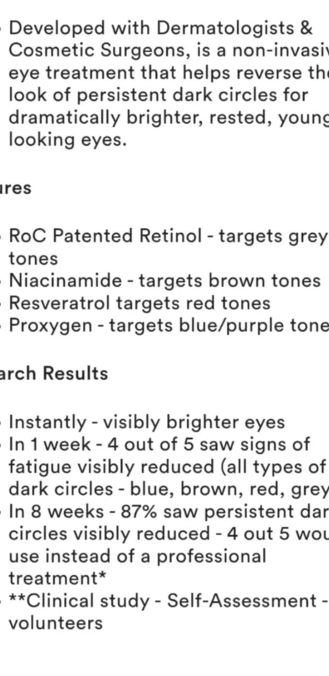 RoC Derm Correxion REPARACIÓN DE OJOS, CREMA OJERAS Talla Completa Nuevo En Caja Original Foto 3 de 3
