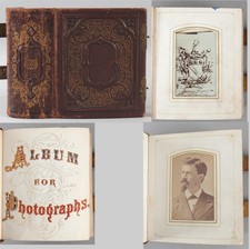 Antique Victorian Embossed Leather Tintype CDV Cabinet Card Photograph Album, NR