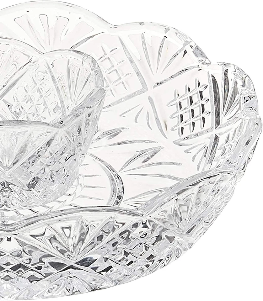 Godinger Crystal Appetizer Serving Platter for Parties Chips and Dip or Snacks - Image 2 of 4