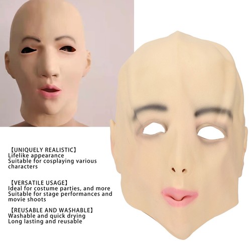 Full Head Female Latex Face Mund Augen Löcher Beauty Cover Lebense CHP - Bild 4 von 22
