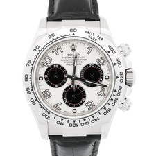Rolex Daytona Cosmograph PANDA RACING 18K White Gold Leather 40mm Watch 116519