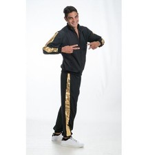 Rapper Outfit Kostüm Black and Gold Trainingsanzug Disko Hip Hop Karneval Film