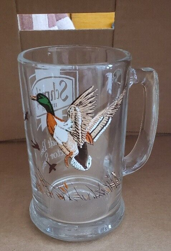 Vintage Schmidt Beer Collector Series Mallard Duck Wildlife Glass Beer Mug 5.5" - Picture 1 of 2