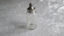ancien pot flacon à sel en argent massif et cristal taillée décor de vigne