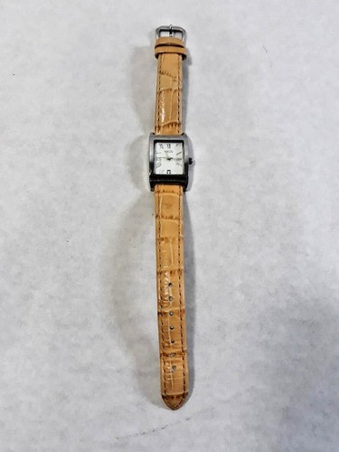 Vtg Talbots Watch Women Silver Tone Date Rectangle TA-1033 ~ TESTED