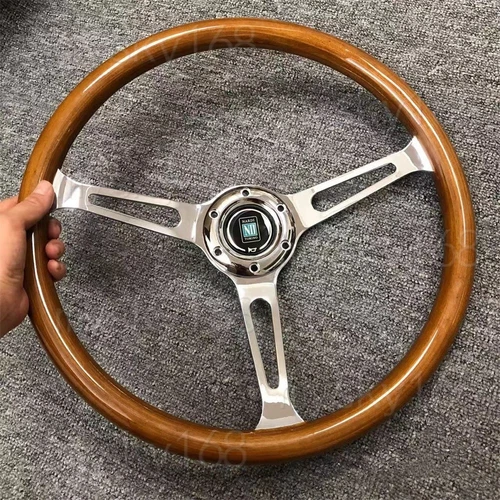 NARDI Classic 370mm Car Steering Wheel Wood with ND Horn Chrome bracket - Picture 4 of 7