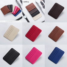 Womens Mens Leather Slim ID Credit Card Holder Case Purse Package Pocket Wallet