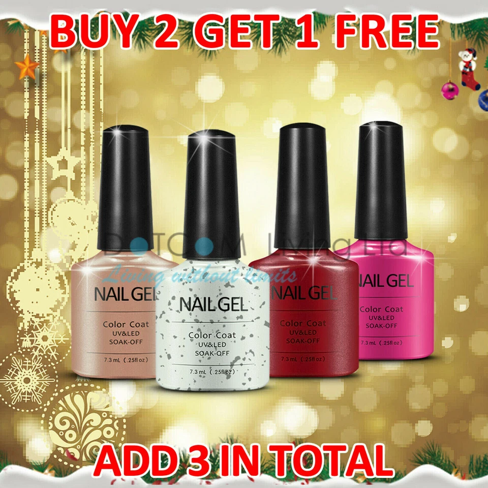 NEW Nail Gel UV Led Soak Off Nail Art Gel Polish Full Color Top Base Coat 7,3ml