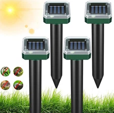 Mole Repellent 4 Pack Ultrasonic Solar Powered Animal Repellent for Outdoor Lawn