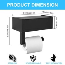 Toilet Paper Holder with Shelf, Flushable Wipes Dispenser Storage