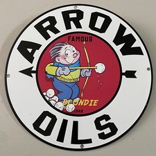 DE COLECCIÓN FLECHA ACEITE PORCELANA SIGNO GAS MOTOR ACEITE PETRÓLEO LUBRICANTE AUTO BOMBA PLACA