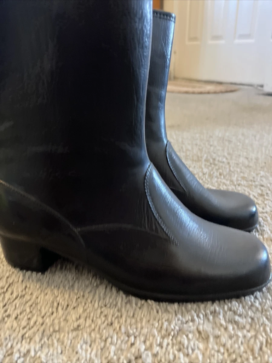 Vintage Fleece Lined Womens Black Rain Boots