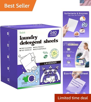 240 Powerful Lavender Laundry Sheets - Eco-Friendly, Hypoallergenic & Portable