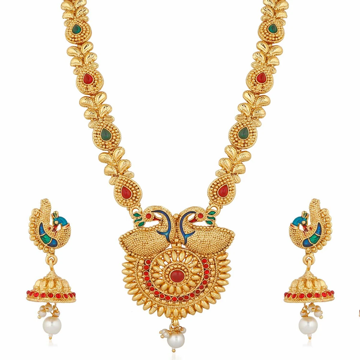 Indian Gold Plated Mango Design Traditional Long Haram Fashion
