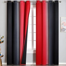 100 Blackout Curtains 84 Inches Long, 52"W x 84"L Pack of 2 Black and Red