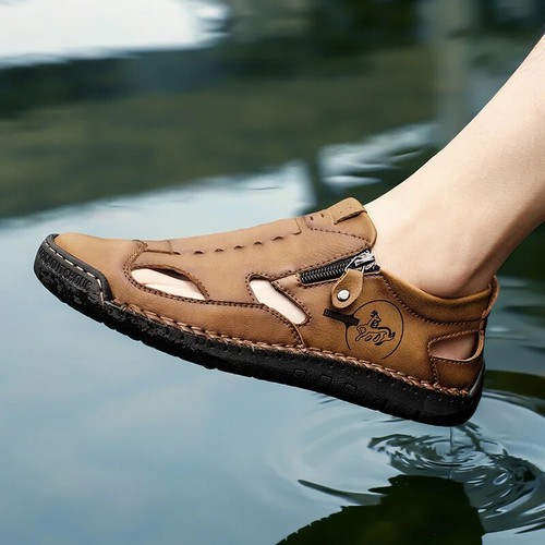 Sandali uomo estivi cavi traspiranti slip on scarpe outdoor casual spiaggia - Foto 2 di 14