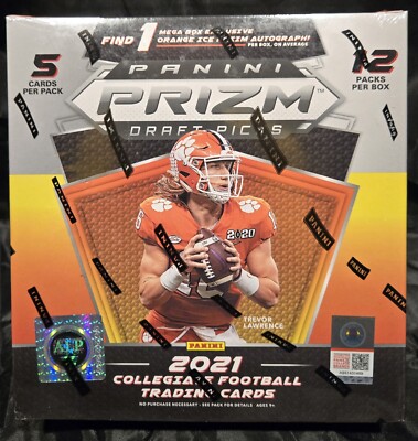 2021 Panini Prizm Draft Picks Collegiate Football Mega Box - ORANGE ICE AUTO