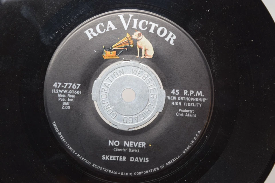 Skeeter Davis-No Never/I'm Falling Too, RCA Victor 7767, EX - Image 2 of 4