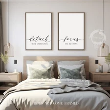 Detach from Outcomes, Set of 2 Motivational Poster Prints, Home Wall Art Décor