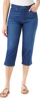Gloria Vanderbilt Amanda Dark Wash Blue Stretch  Hi Rise Denim Capri   Sz  6