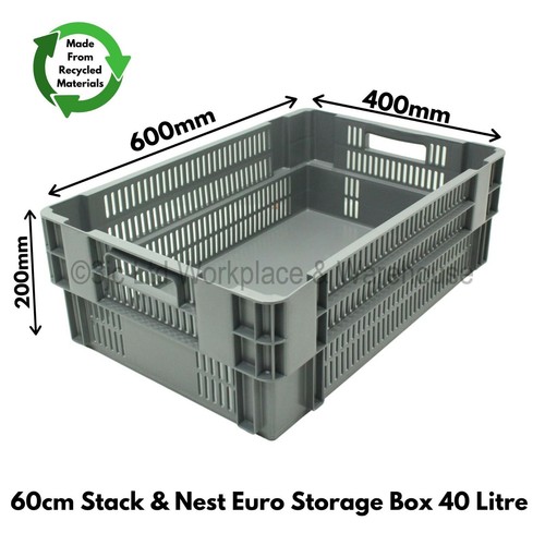 Standard Plastic Euro Storage Box Boxes Choice Of 6 Sizes Vented or Solid Sides - Picture 12 of 21