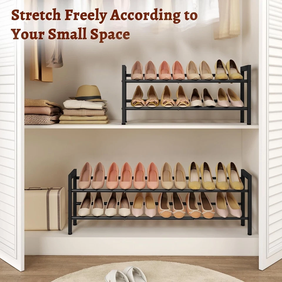 Schuhregal aus Metall ausziehbar und verstellbar in schwarz - Bild 3 von 4