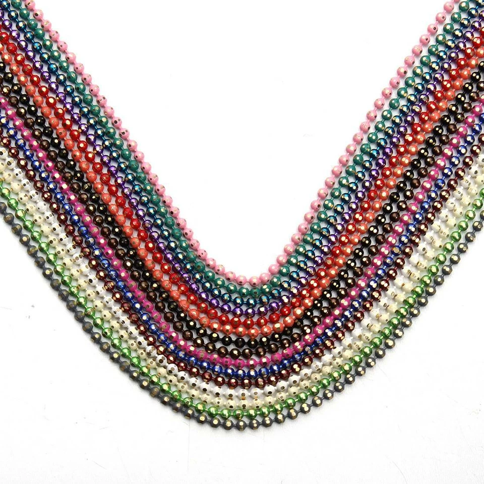 Cadena de bolas de metal cobre cortado facetas de 10 metros 1,5 mm al por mayor para fabricación de joyas Foto 3 de 4