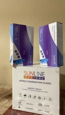 SUNLINE - Nitrile Disposable Exam Gloves Medical Box of 200 SIZE LARGE