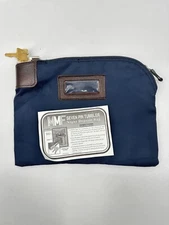 MMF vintage Seven Pin Tumbler Locking Bank Deposit Bag Blue Nylon 11”x8.5” (W-2)