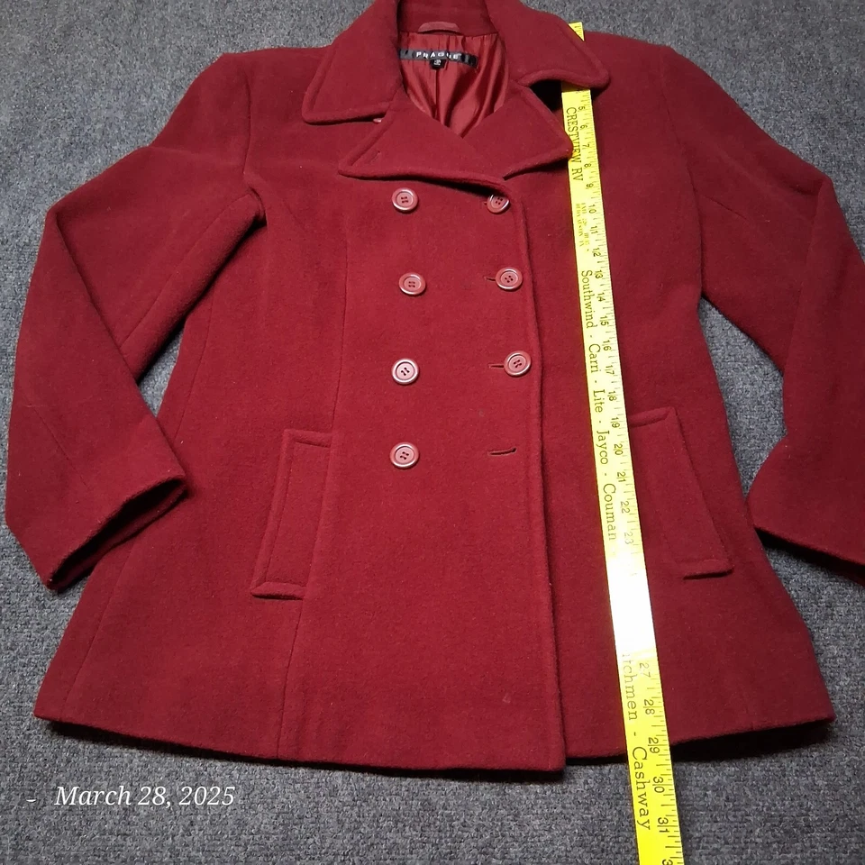 * Prague Wool Blend Overcoat Women Size 10 Red Lined - Image 4 of 4