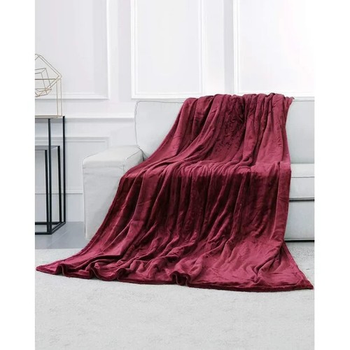 Fluffy Electric Blanket Heated Flannel Blanket with Fast heating Cover Wine Red - Picture 3 of 6