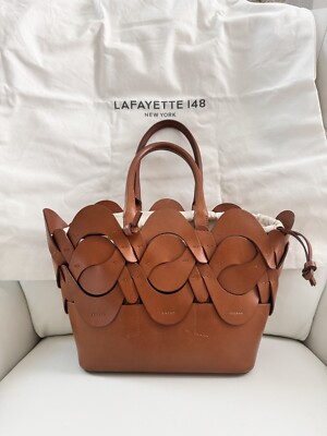 lafayette 148 New York VACHETTA LEATHER 8 KNOT TOTE—SMALL Made In