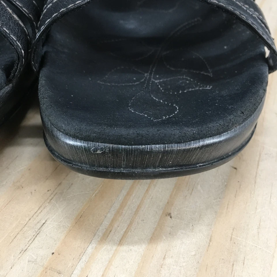 Sandalias Aravon para mujer 10 B Slide cuero negro sin cordones informales punta redonda cómodas Foto 4 de 4