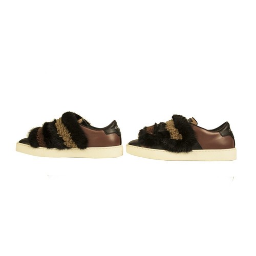 Zapatillas deportivas Santoni negras de piel marrón de cuero bajas talla 37 - Imagen 4 de 9