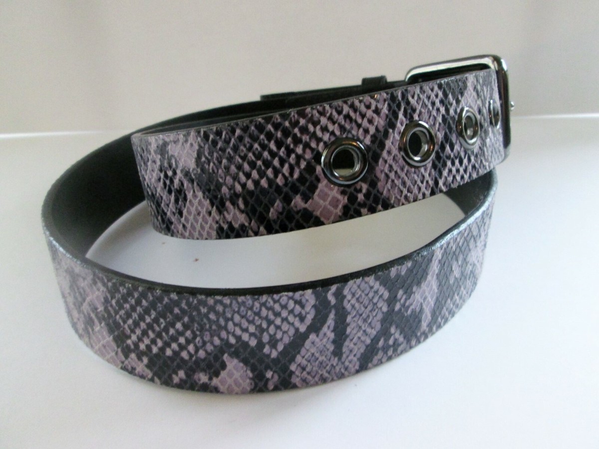 Via Spiga Gray/Black Snakeprint Wide Belt sz M VIA SPIGA Italian LEATHER BELT L Black & Lavender REPTILE  main image 2