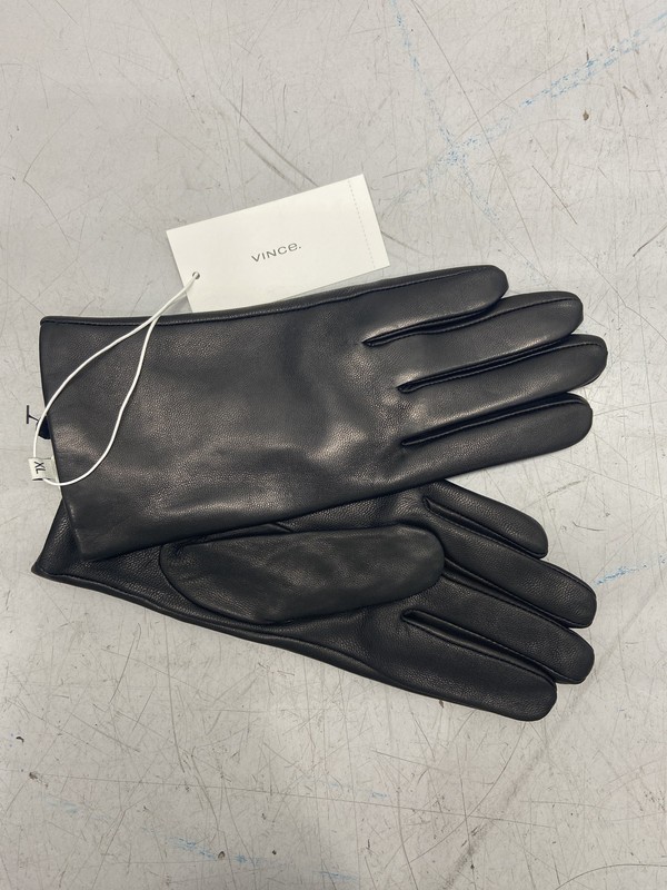 Vince Womens Short Leather Glove Size XL Black Cashmere Lined