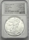 2025 (P) $1 American Silver Eagle w/ Eagle Privy Mark First Releases NGC MS69
