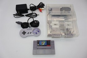 Super Nintendo SNES Console-Custom Clear Shell Bundle With Super Mario World