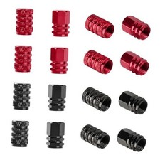 16 Pcs Aluminum Tire Air Caps - Universal Red/Black Tire Valve Caps for