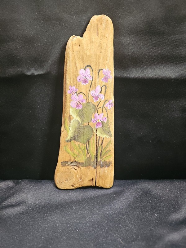 Hand Paintes Flowers On A Wood Display
