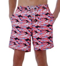 Member's Mark Mens Resort Swim Trunks Pink w Sharks Various Sizes NWT 22A