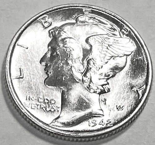 1942 P MERCURY DIME SUPERB GEM BU +  No Reserve  *J2191